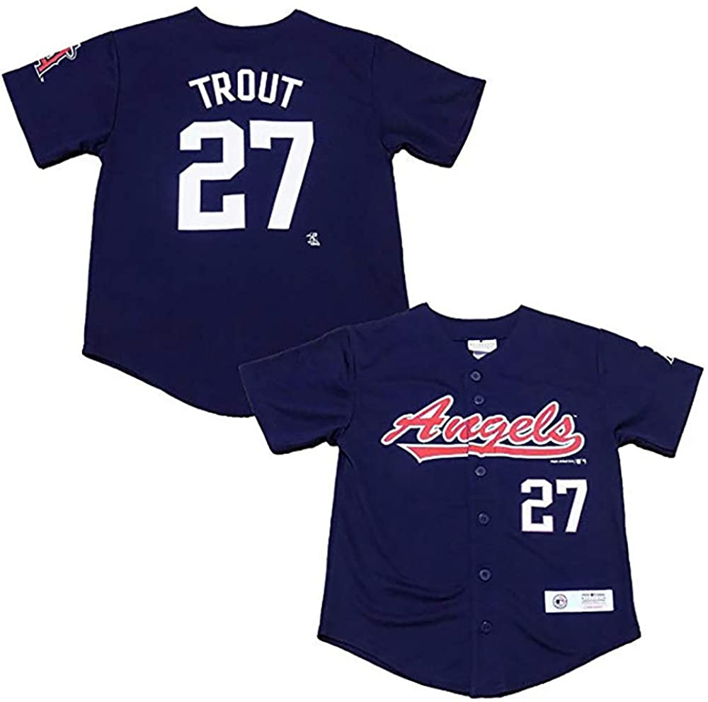 Custom Men Los Angeles Angels Navy Blue #27 Mike Trout Player Fashion MLB Jersey